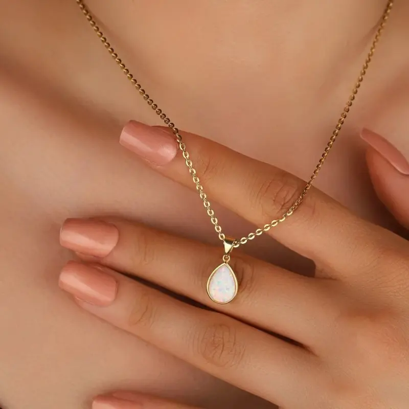 18K Opaal Druppel Hanger Ketting