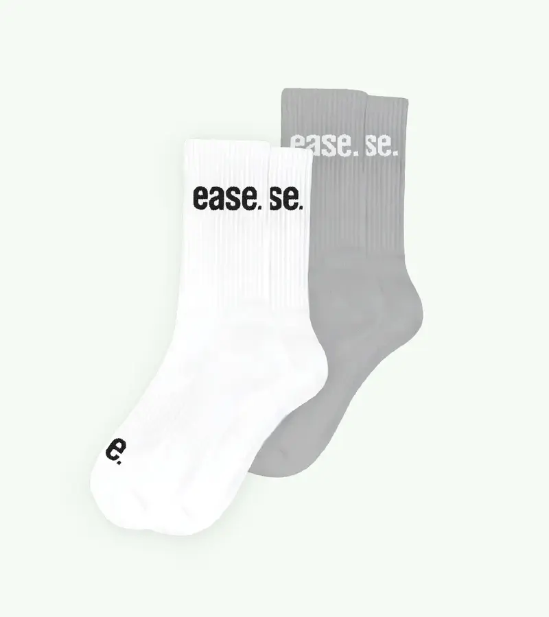 2-pack OG High Crew Socks (White & Stone Grey)