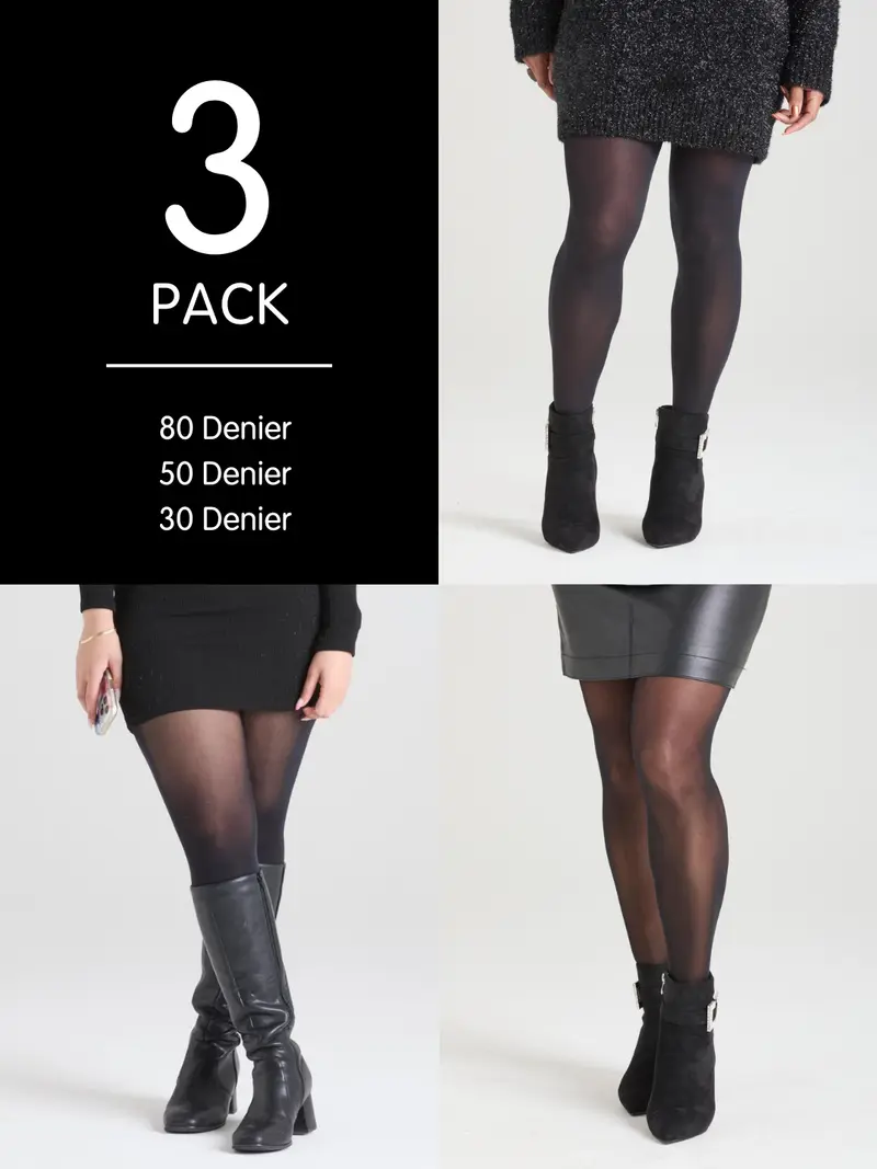 3 Pack Essential Black Tights Bundle