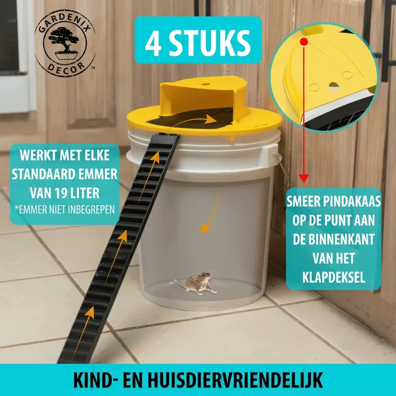4-Pack Automatische Emmerdeksel Muizenval