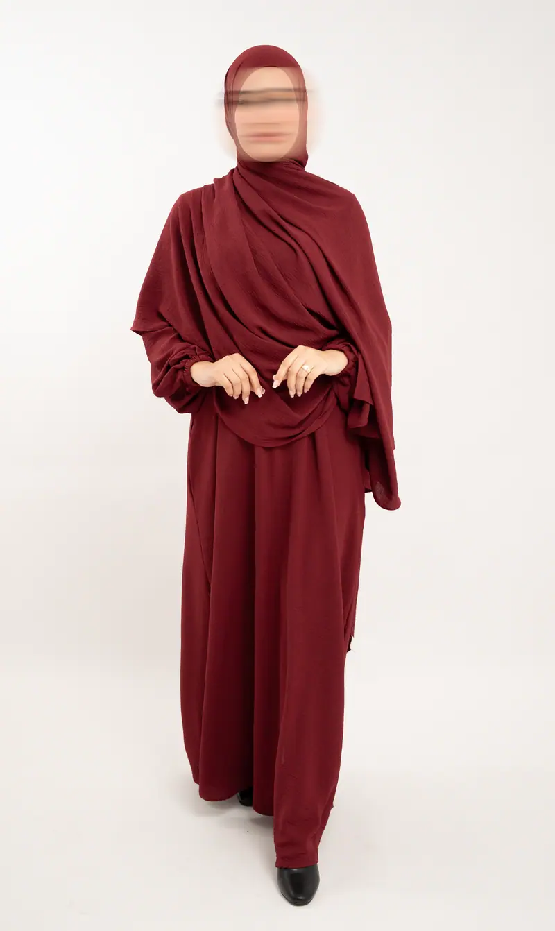 A-lijn Puff Jazz Abaya R - Bordeaux