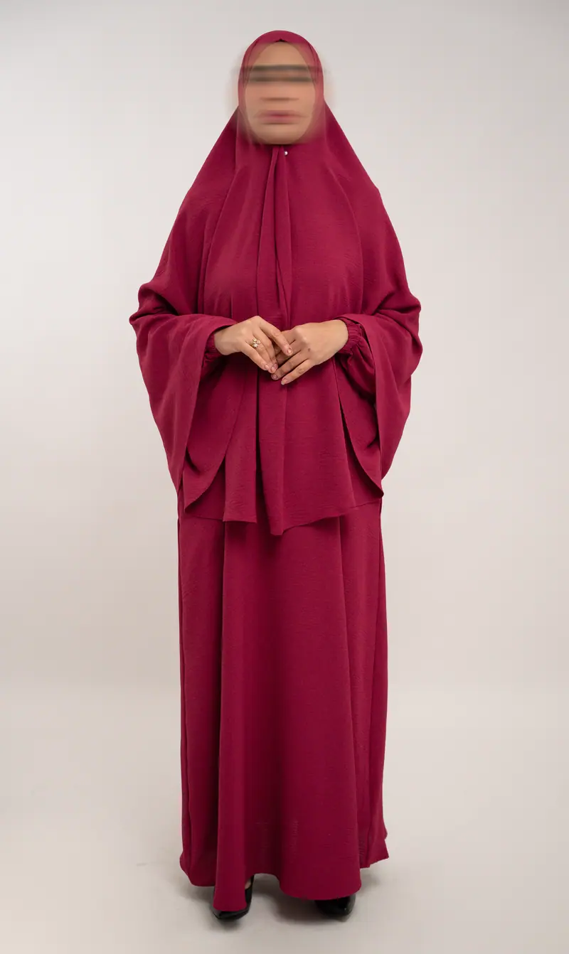 A-lijn Puff Jazz Abaya R - Framboise