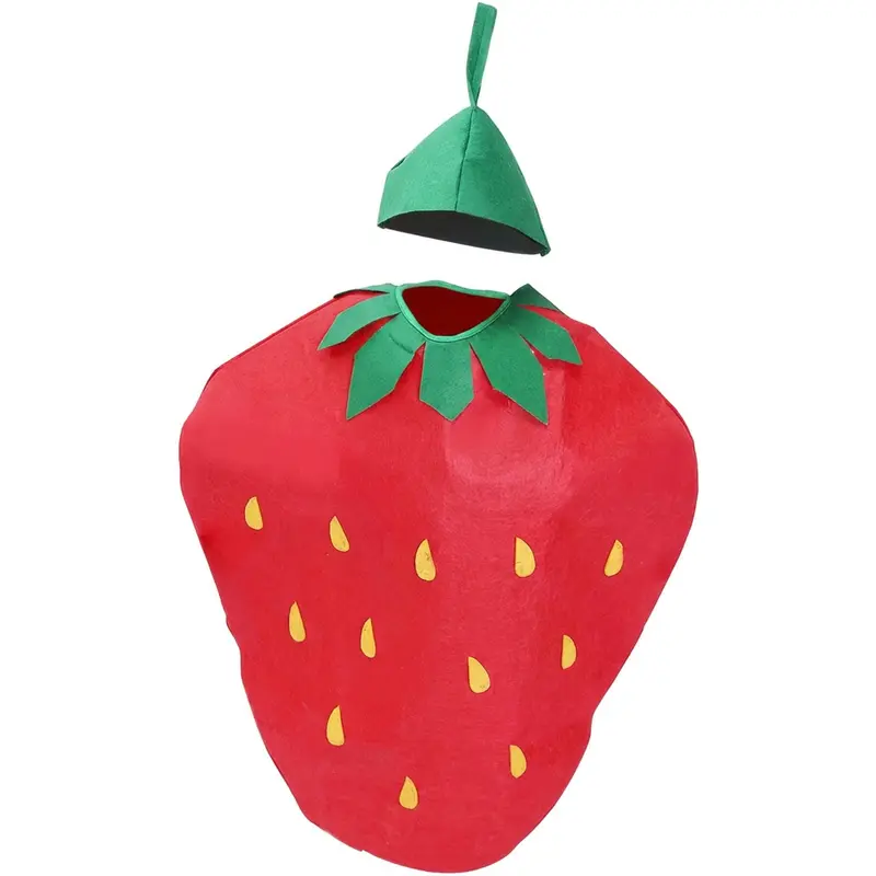 Aardbei Kostuum met Bladhoofddeksel
