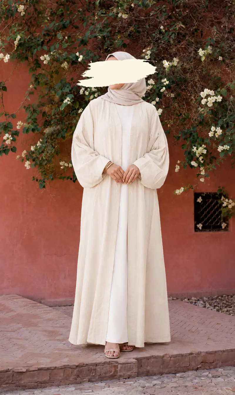 Abaya Linnen Safirah - Cream