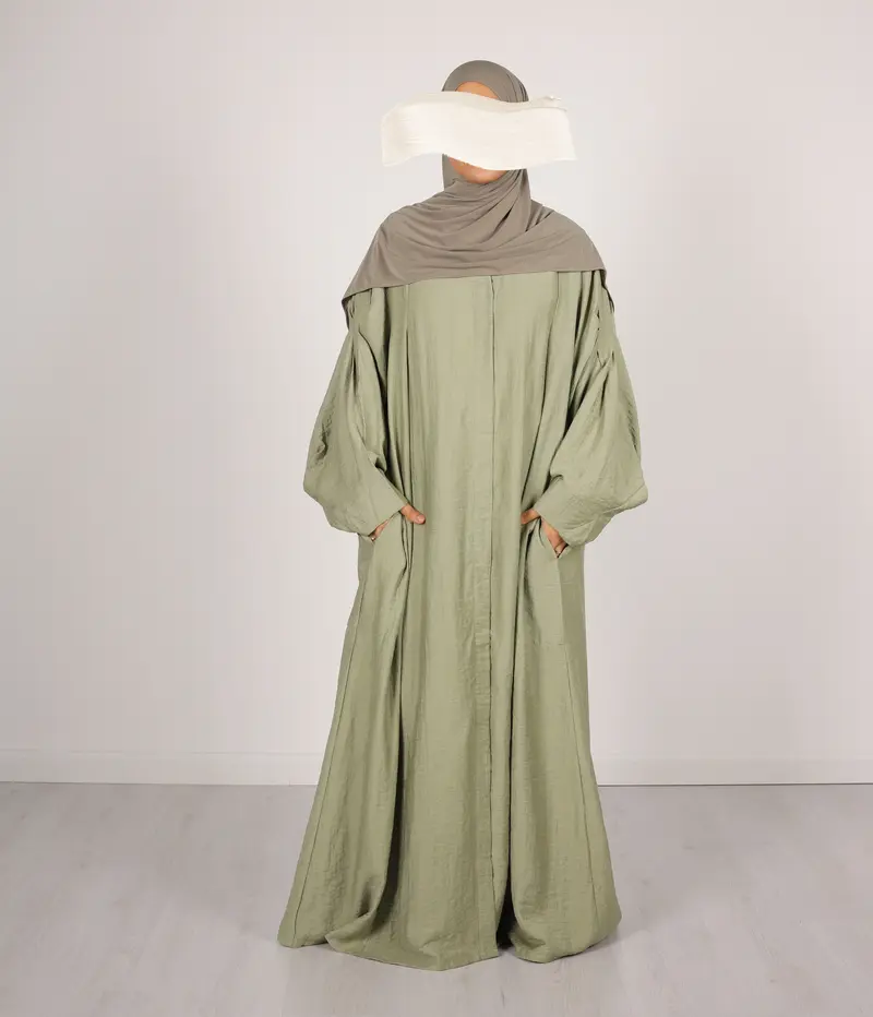 Abaya Linnen Safirah - Vintage Green