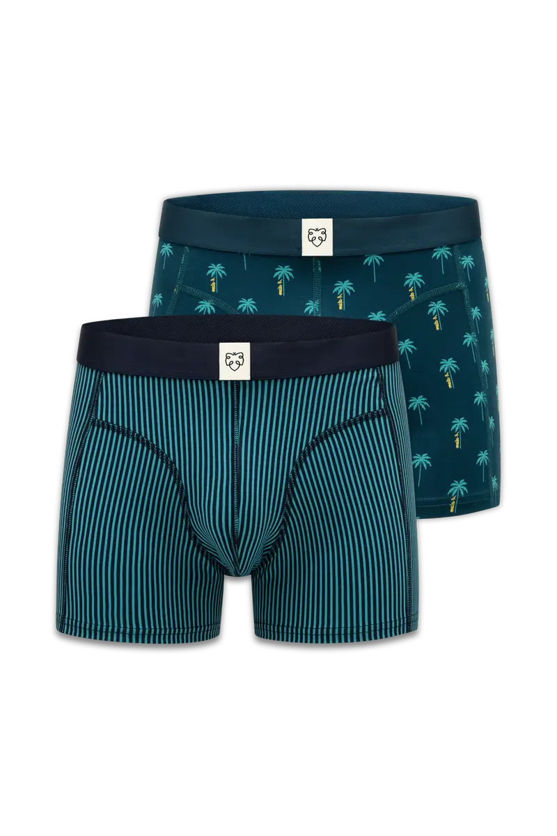 ACE Boxershorts 2-Pack Blue Palm Stripes