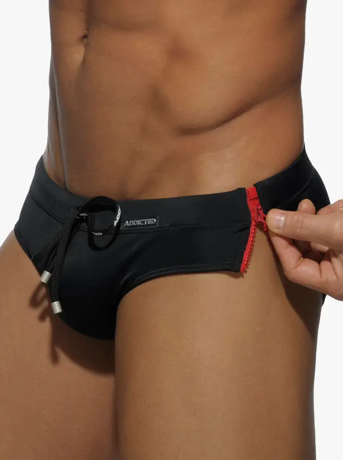 Addicted ADS120 Sides Zipper Swim brief Red