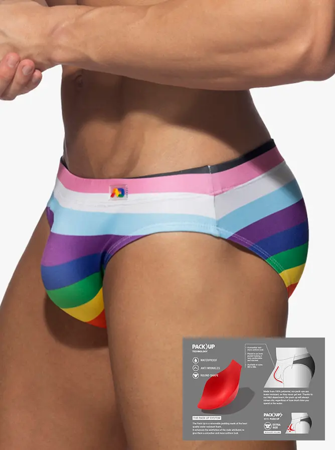 Addicted ADS323 Inclusive Rainbow Swim Brief White
