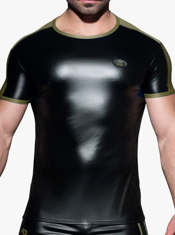 Addicted Fetish ADF117 Rub Mesh T-Shirt Kaki