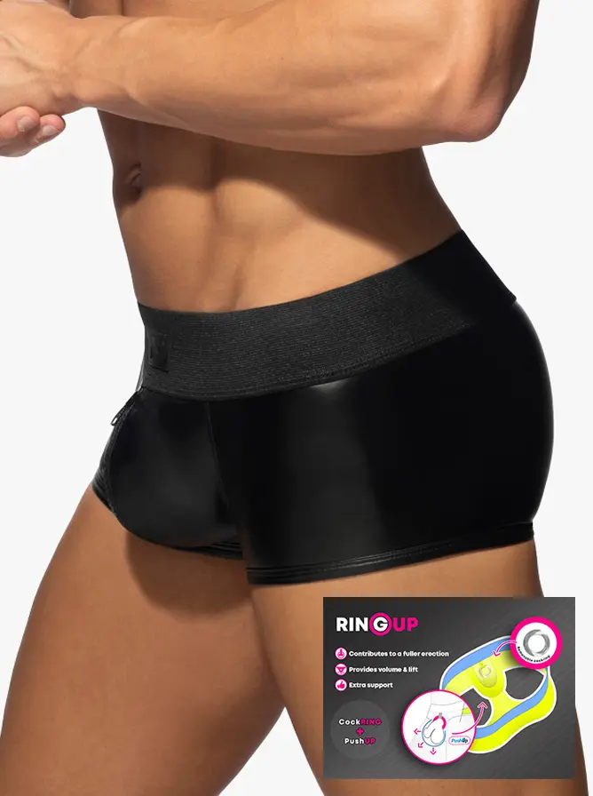 Addicted Fetish ADF134 Front Zip Rub Trunk Black