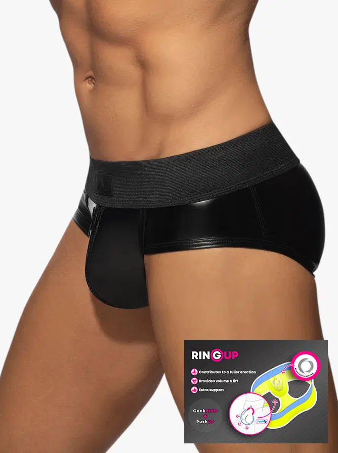 Addicted Fetish ADF138 Allover Zip Rub Brief Black