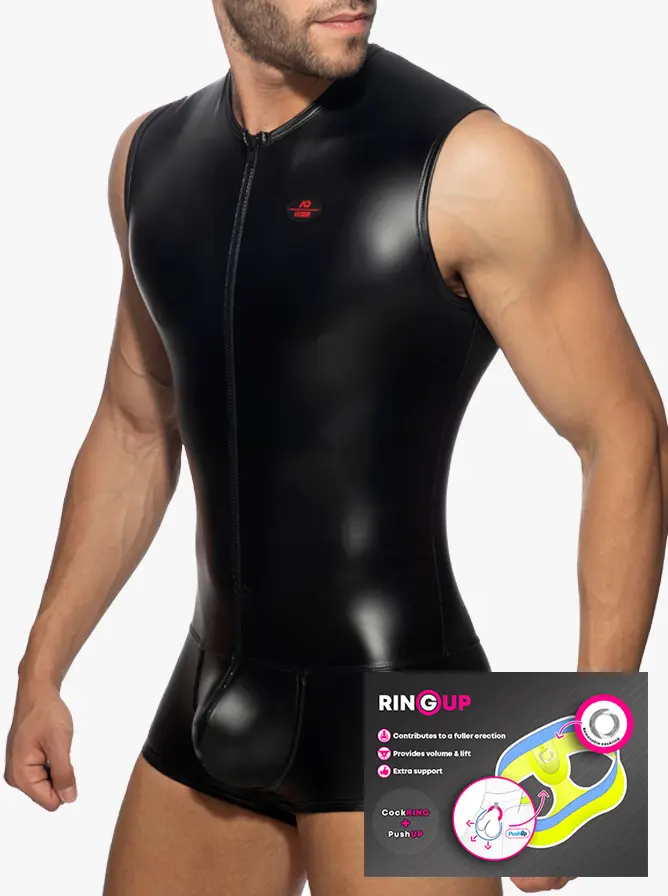 Addicted Fetish ADF144 Front Zip Rub Body Trunk Black