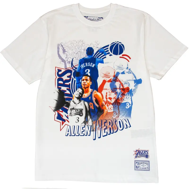 Allen Iverson Philadelphia 76ers NBA Classic Sport Player Tee Mitchell & Ness White