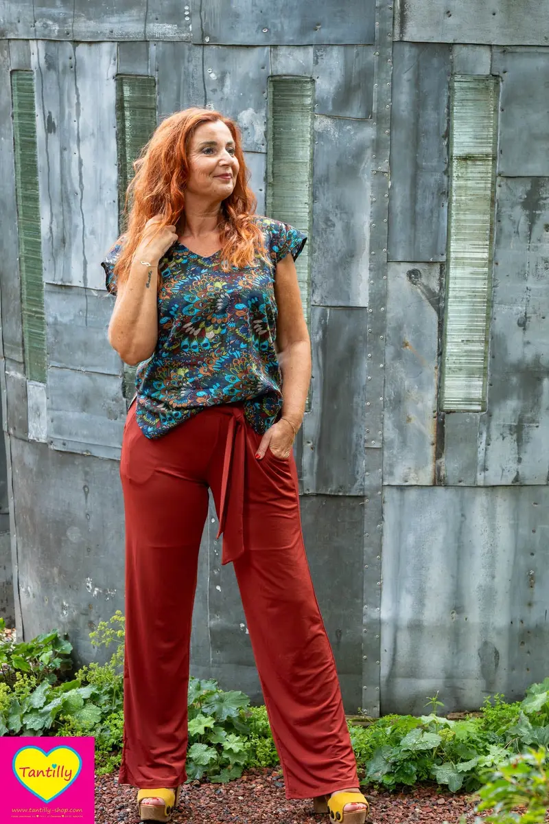Alma blouse katoen- katoen- retro peacock blauw