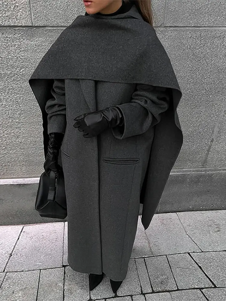 Amalia | Winterjas Dames Retro Grijs Lang