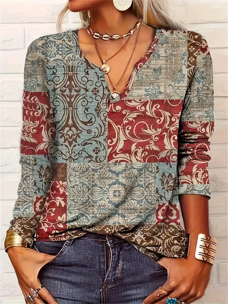 Amelia – Stijlvolle V-Hals Blouse met Bloemenprint