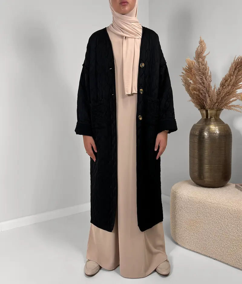 Amina Quilted Coat - Black