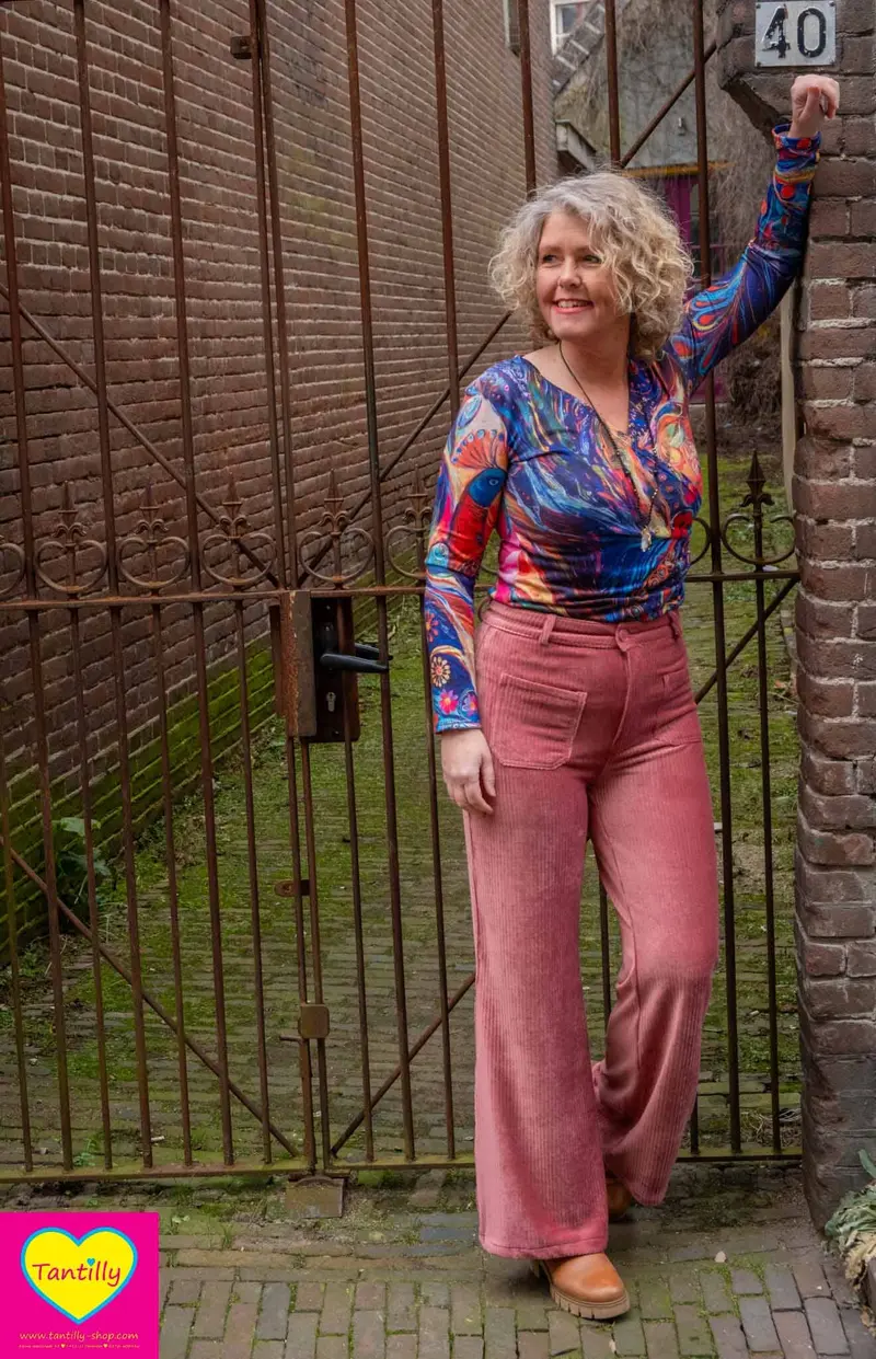 Anastacia stretch wrap top - lange mouwen- peacock vibe