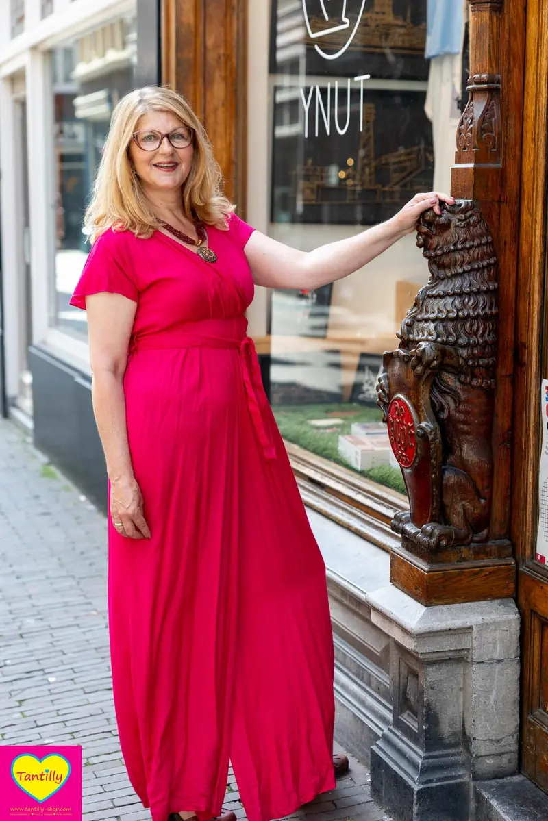 Anastasia jumpsuit - effen knalroze- rayon