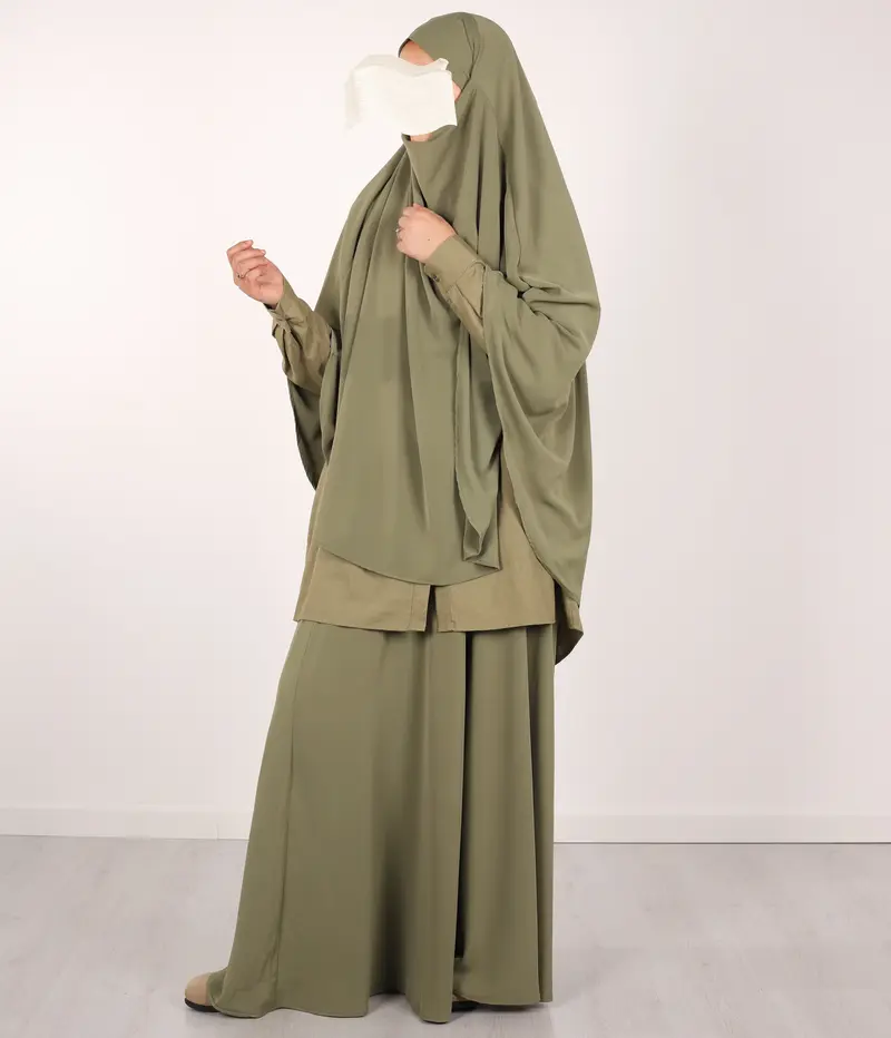 Anisah Khimar & Skirt Set - Vintage Green