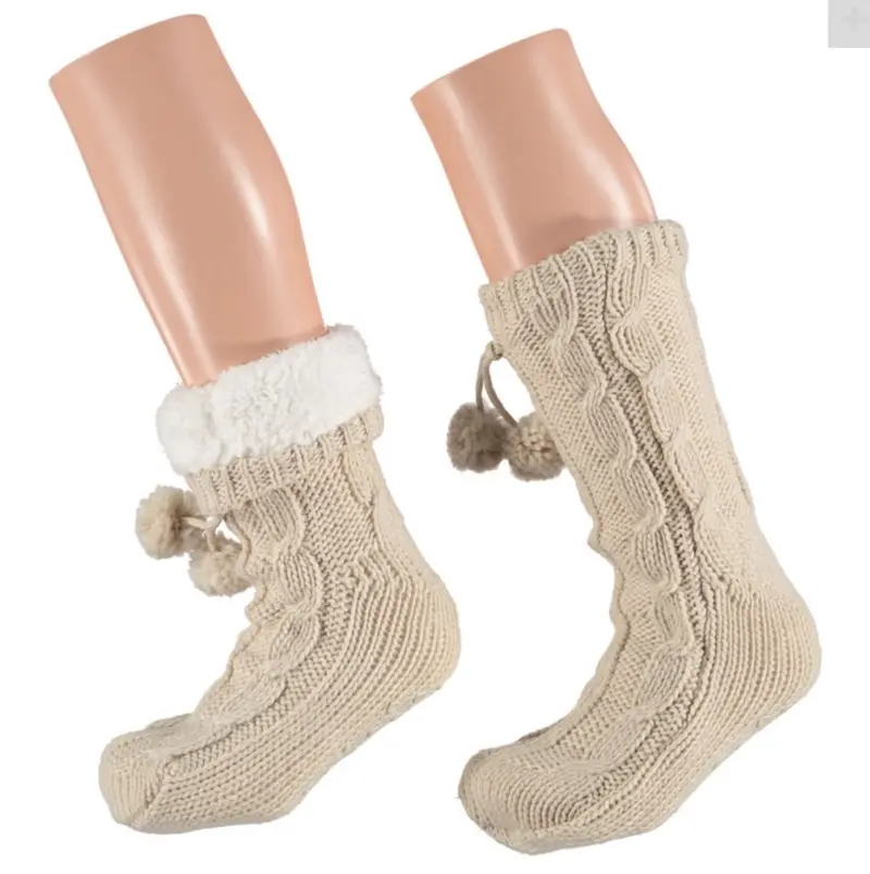 Apollo - Huissokken - Kabel - Pompon / Ecru - D Beige
