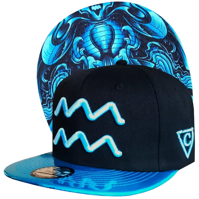 Aquarius Snapback - Black/Blue Metallic