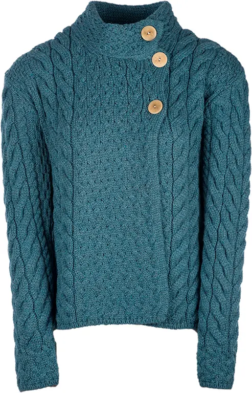 Aran Woollen Mills - B840 | damestrui merinowol met knopen
