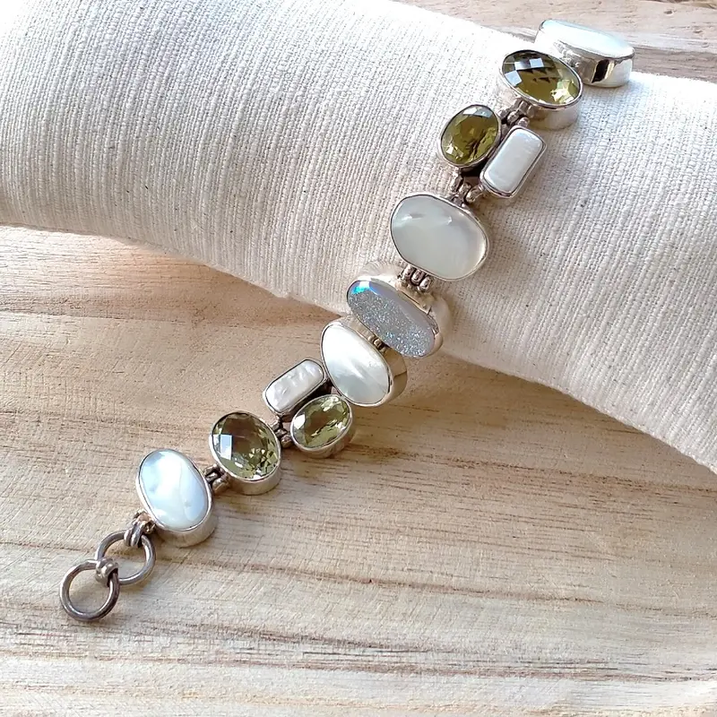 Armband citrien, parelmoer TOPPER