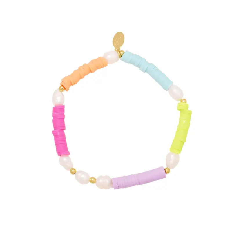 Armband Parels Kleurrijke Poly Clay Goudkleurig - Roestvrij Staal