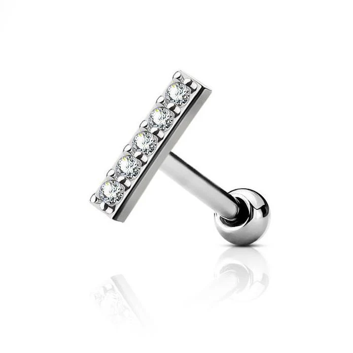 Barbell Bar Zirconia Zilverkleurig - Chirurgisch Staal & Brass