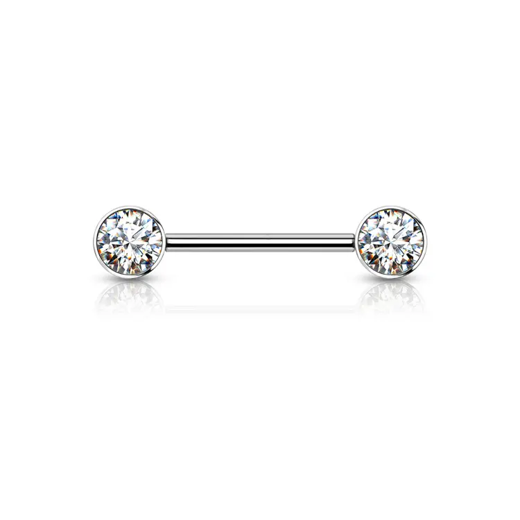 Barbell Kristal Disc 6mm  Zilverkleurig - Titanium