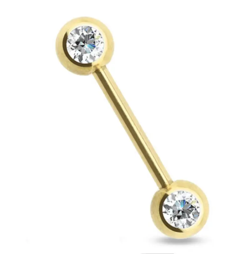 Barbell Kristal PVD Goudkleurig - Chirurgisch Staal