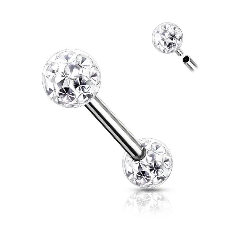 Barbell Multikristal Clear Zilverkleurig - Chirurgisch Staal