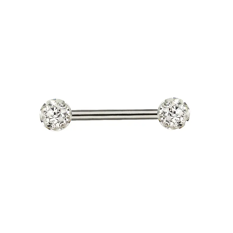 Barbell Tepelpiercing Multi Kristal Zilverkleurig - Titanium