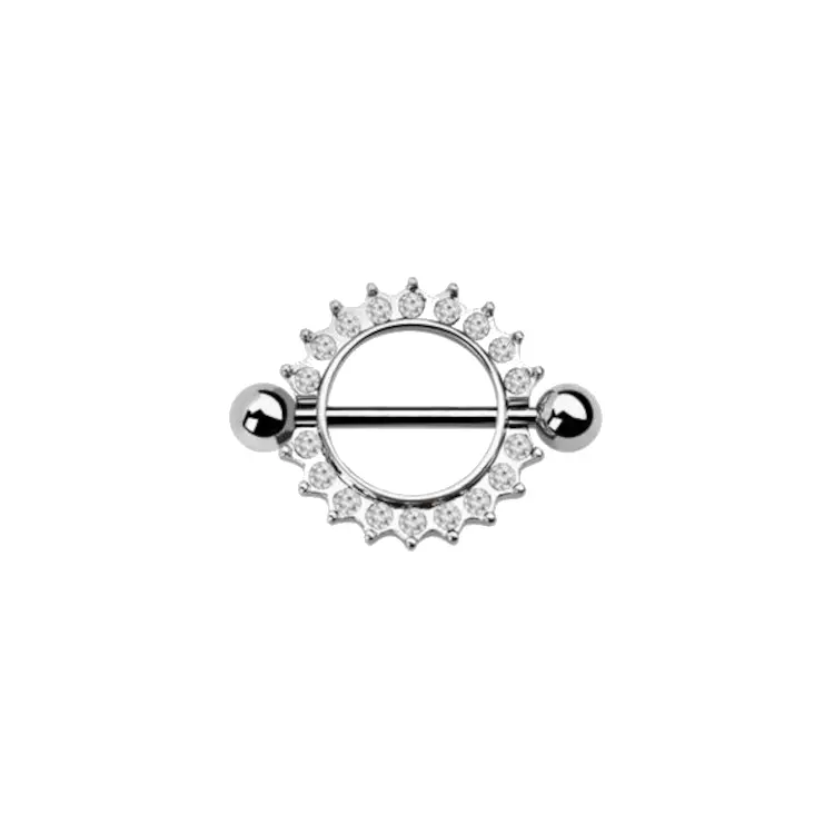 Barbell Tepelpiercing Shield Zilverkleurig - Chirurgisch Staal
