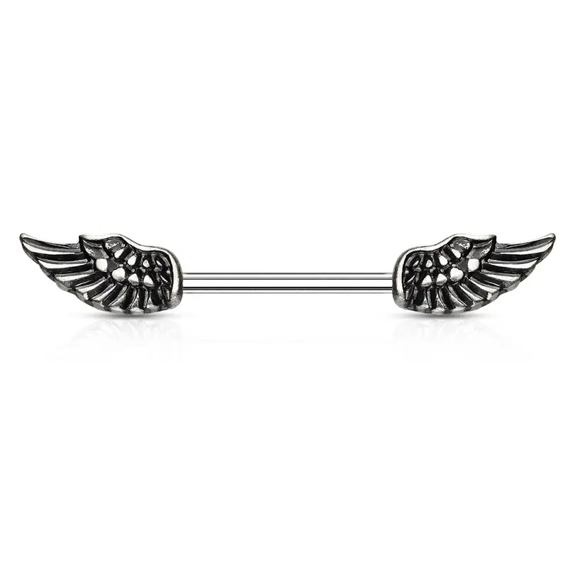 Barbell Tepelpiercing Wings Zilverkleurig - Chirurgisch Staal