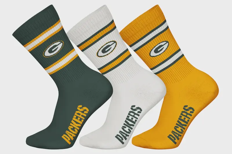 Barefoot - NFL Socks - NFL Green Bay Packers - 3 Pack Crew Socks