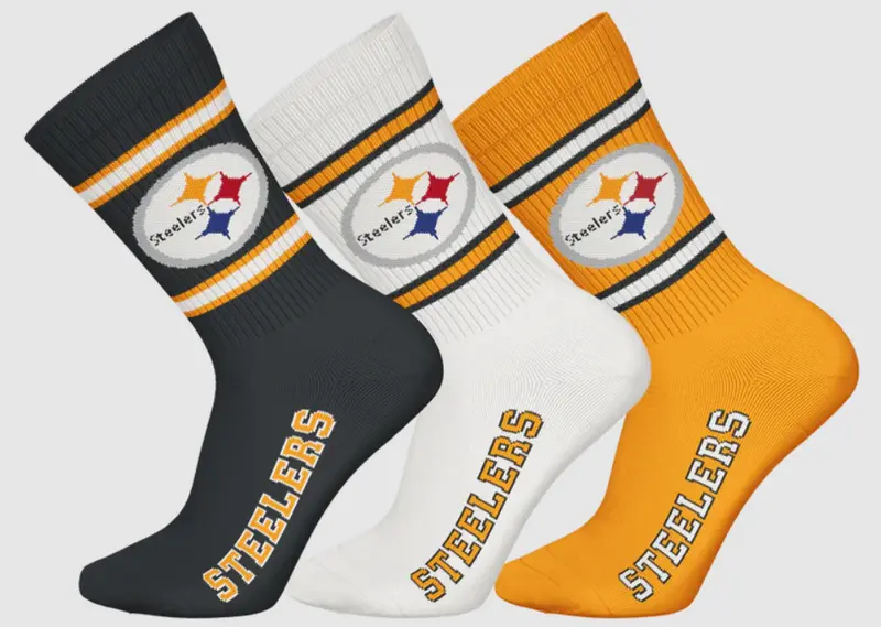 Barefoot - NFL Socks - Pittsburgh Steelers - 3 Pack Crew Socks