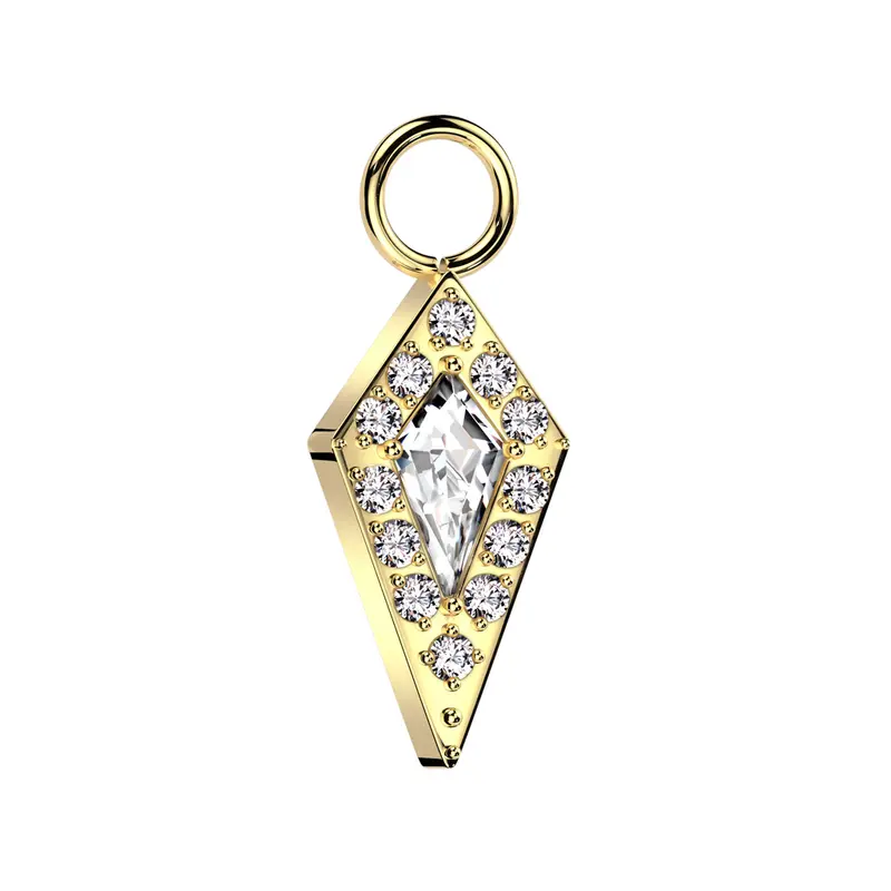Bedel Piercing of Oorbel Ruit Zirconia Goudkleurig - Titanium