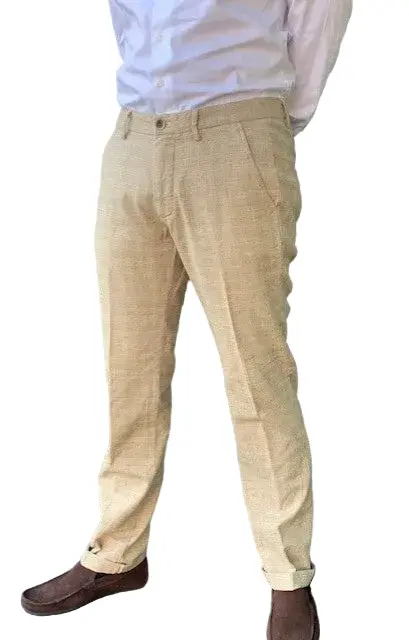 Beige checkered cotton slim fit trousers Torino Mason's - CBE613/395