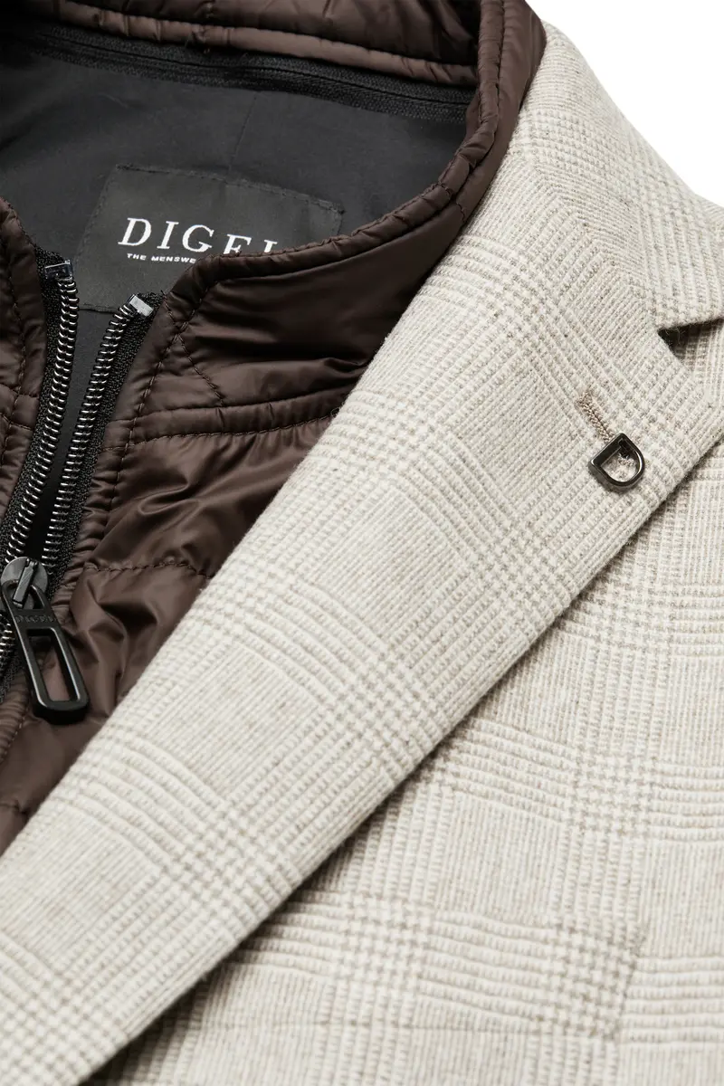 Beige checkered regular fit jacket Digel - 1252498/75