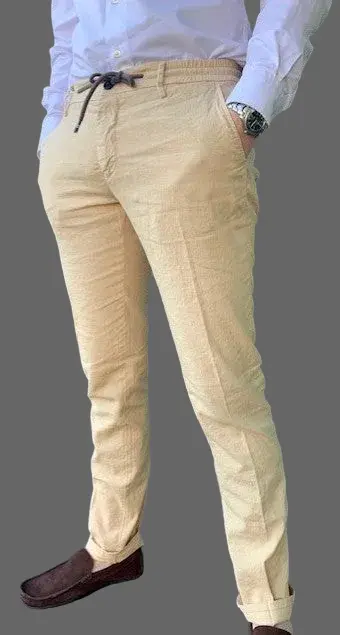 Beige cotton linnen slim fit trousers Milano Mason's - MBE123/226