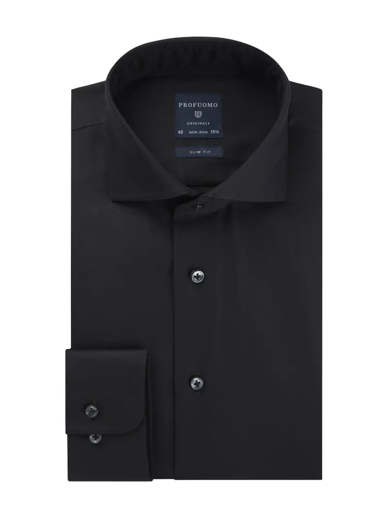 Black cotton slim fit shirt Profuomo - PP0H0A003