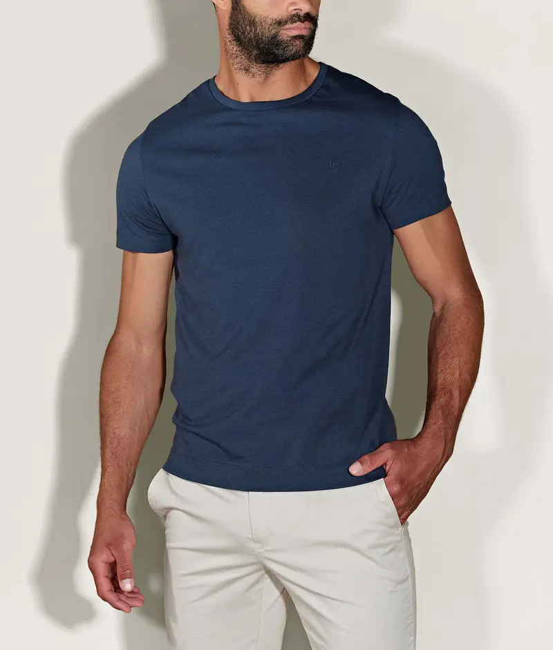 Blauwe Casual T-shirt Ronde Hals Storm Cloud