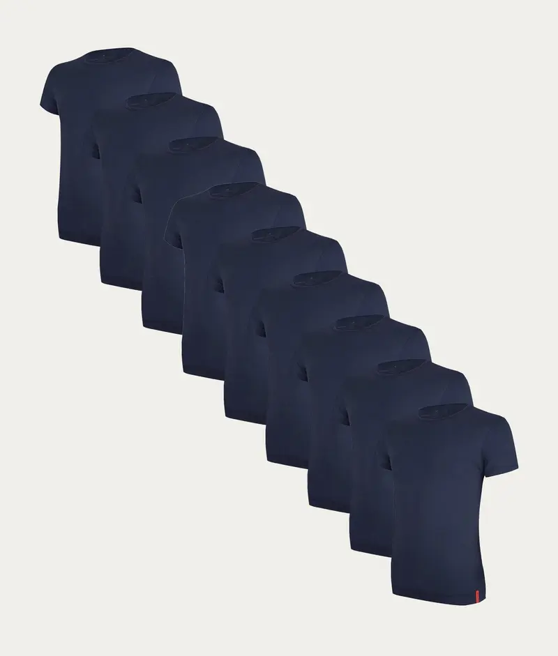 Blauwe Slim Fit T-shirts Ronde Hals Storm Cloud (9-pack)