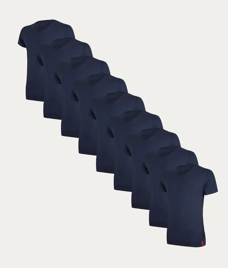 Blauwe Slim Fit T-shirts V-hals Storm Cloud (9-pack)