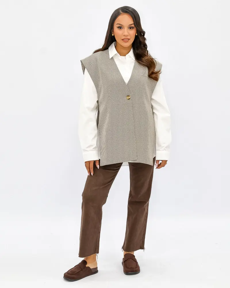 Blazer à carreaux sans manches