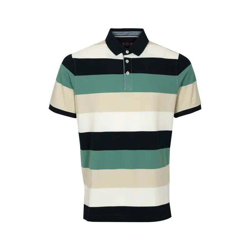 Block striped polo