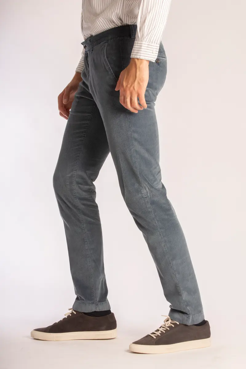 Blue corduroy slim fit trousers Zilton - Sidney-P 58/373