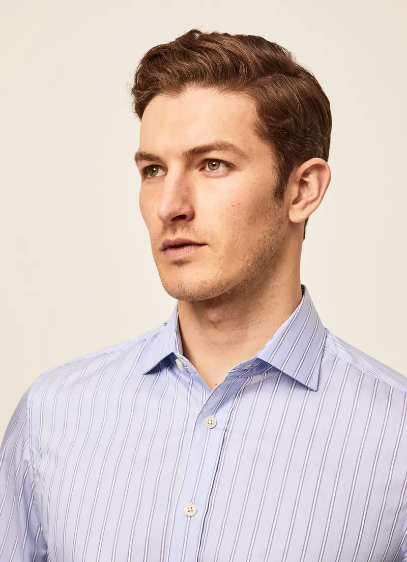 Blue striped cotton slim fit shirt Hackett - HM309401/5AA
